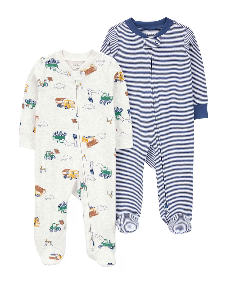 Kit macacão bebê 2 peças caminhão e listras multicor |